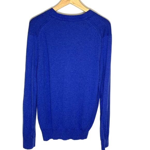 Banana Republic Bright Blue Silk Cotton Blend LS V-Neck Button Cardigan Size L - Picture 3 of 11